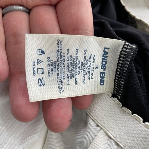 Lands' End Swimsuit Dress Size 10‎ Black White Striped - Picture 5 of 5